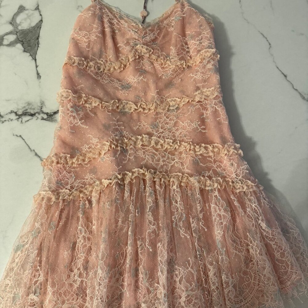 LoveShackFancy Galilea Chantilly Lace Mini Dress  $495.00 - Picture 2 of 10